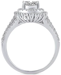 Diamond Double Halo Cluster Engagement Ring (1-1/4 ct. t.w.) in 14k White Gold