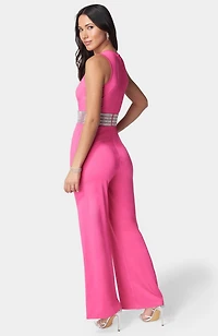 Bebe Women's Embellished Wide Leg Jumpsuit