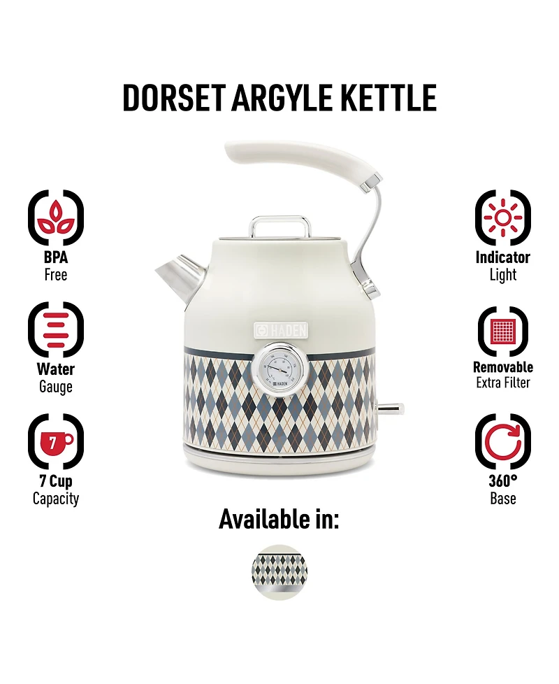Haden Argyle 7-Cup Stainless Steel Electric Cordless Kettle, 75138