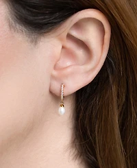 Girls Crew Crystal Freshwater Pearl Seaside Dangle Hoops