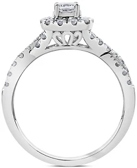 Diamond Cushion & Round Halo Twist Engagement Ring (3/4 ct. t.w.) in 14k White Gold