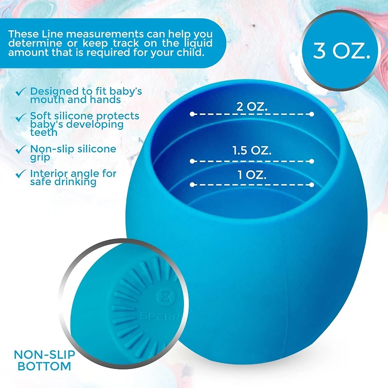 Sperric Toddler Silicone Cup Training - Open Led Weaning 2 Pack of No Spill Sippy Cups Soft & Gentle on Gums Bpa Free