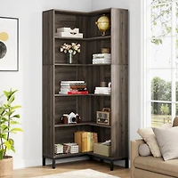Tribesigns 71 inches Corner Bookcase, 6-Tiers L-Shaped Bookshelf, Industrial Etagere Tall Storage Display Rack, Wooden Large Freestanding Bookshelves