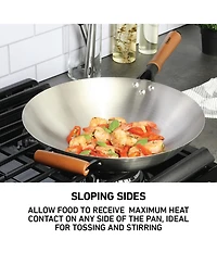 Oster Sangerfield 14 Inch Carbon Steel Wok W/Wood Handles