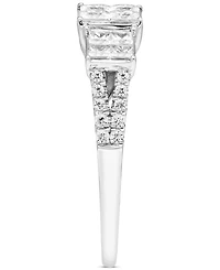 Diamond Princess & Round Triple Cluster Engagement Ring (1 ct. t.w.) in 14k White Gold