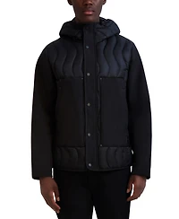 Karl Lagerfeld Men's Mixed Media Mid-Weight Puffer Jacket