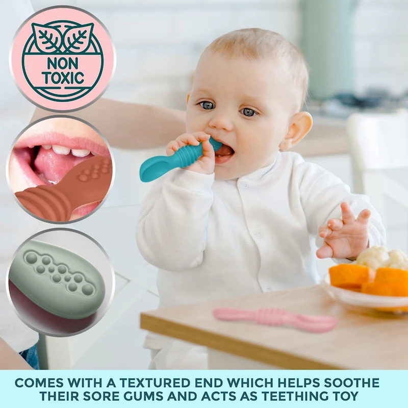Sperric Silicone Baby Spoons First Stage Infant Feeding Spoon for Led Weaning Bpa Lead Phthalate and Plastic Free, Great Gift Set Multicolor 6 Pa