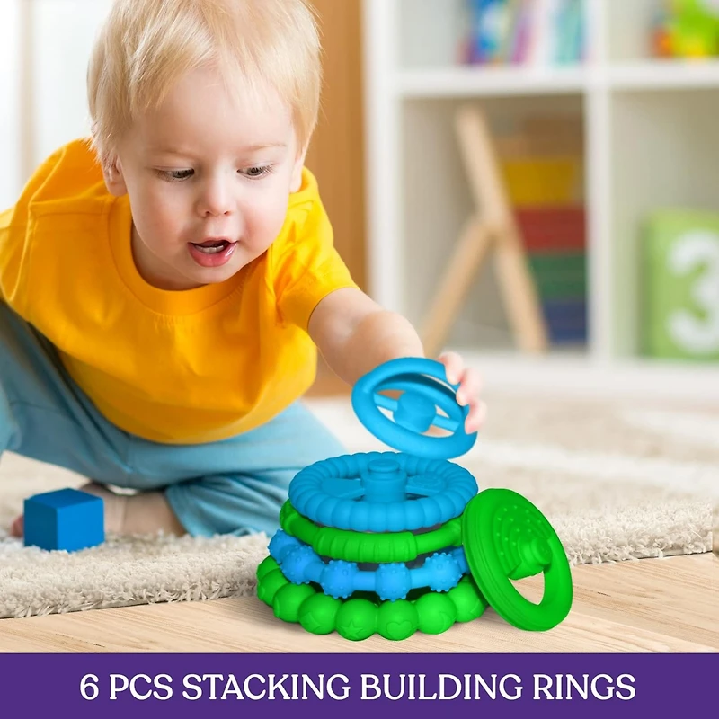 Sperric Toddler Stacking Silicone Toy – Premium Toys for Teething Interactive and Fun Made of Soft Sil