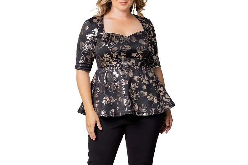 Kiyonna Plus Size Cherished Sweetheart Peplum Top