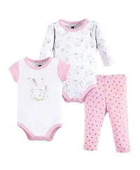 Hudson Baby Girls L/S, S/S Bodysuit and Pant