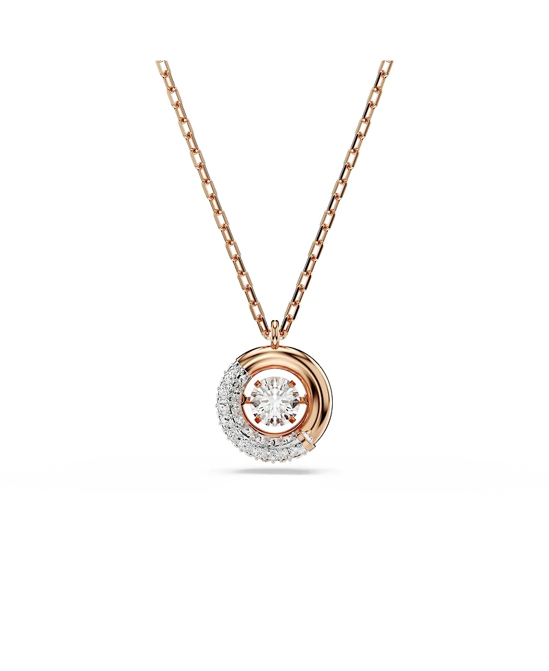 Swarovski Dextera Pendant, Round Cut, White, Rose Gold-Tone Plated Necklace