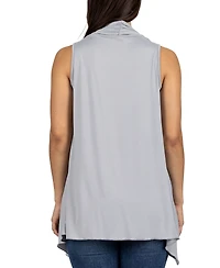 24seven Comfort Apparel Draped Open Front Sleeveless Cardigan Vest