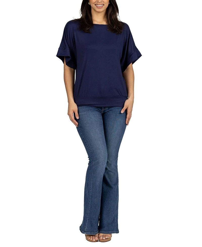 24seven Comfort Apparel Loose Fit Dolman with Wide Sleeves Top