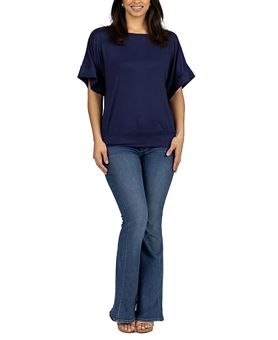 24seven Comfort Apparel Loose Fit Dolman with Wide Sleeves Top
