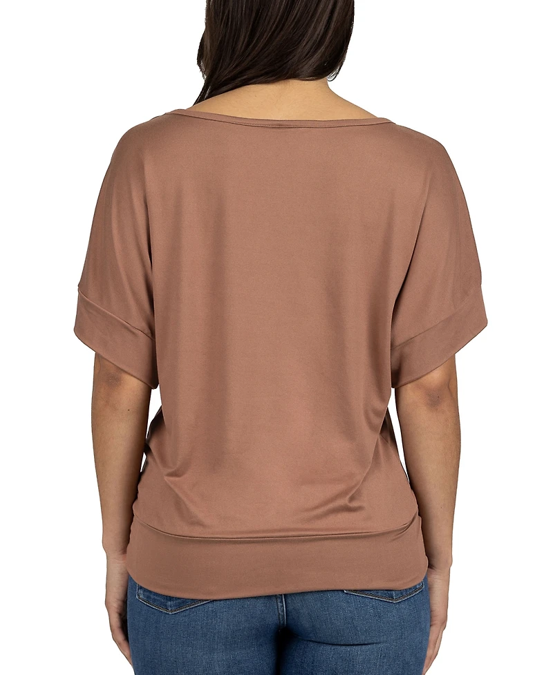 24seven Comfort Apparel Loose Fit Dolman with Wide Sleeves Top