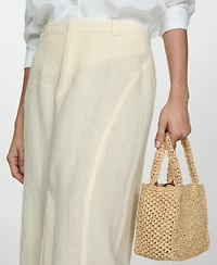 Mango Women's Slit Detail Linen Skirt