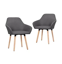 vidaXL Dining Chairs 2 pcs Dark Gray Fabric