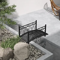 Outsunny 3.3' Metal Arch Zen Garden Bridg with Safety Siderails