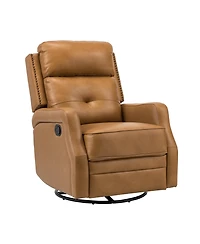 Hulala Home Beatriz 28.74" Wide Genuine Leather Swivel Rocker Recliner
