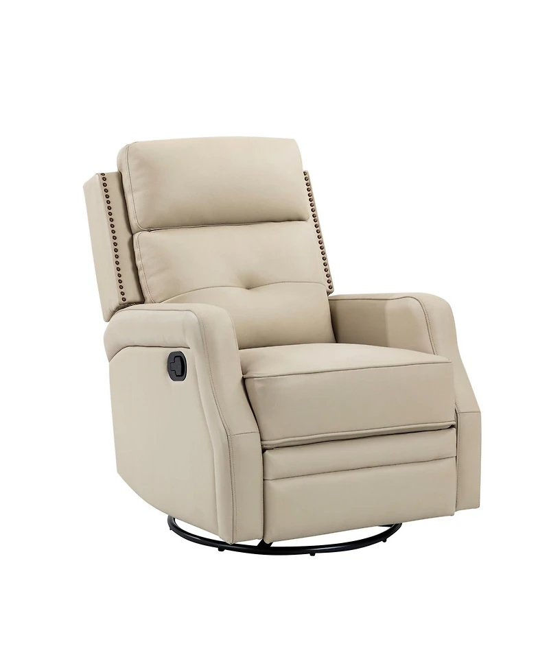 Hulala Home Beatriz 28.74" Wide Genuine Leather Swivel Rocker Recliner