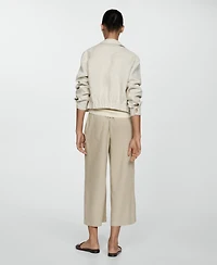 Mango Women's Wide Leg Linen Pants