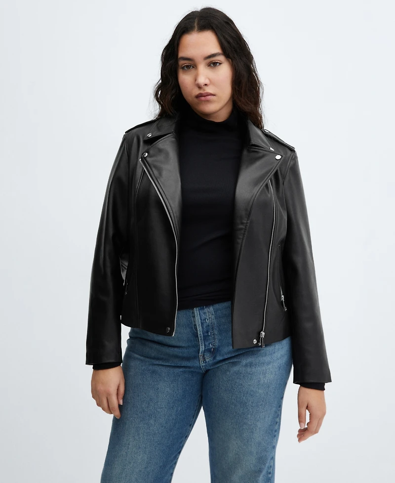 Mango Women's Faux-Leather Biker Jacket