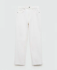 Mango Women's Straight-Fit Cropped Jeans