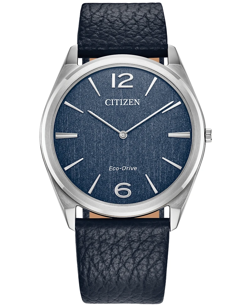 Citizen Eco-Drive Unisex Blue Leather Strap Watch 38mm