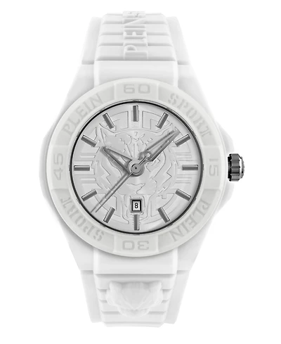 Plein Sport Men's New Fearless 3 Hand Date Quartz White Silicone Strap 46mm