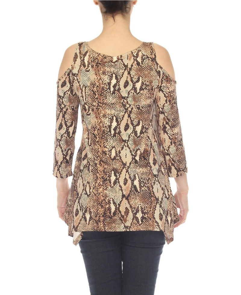 White Mark Maternity Snake Print Cold Shoulder Tunic