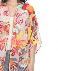 White Mark Women's Sheer Fringe Kimono