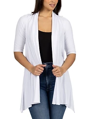 24seven Comfort Apparel Loose Fit Open Front with Half Sleeve Cardigan