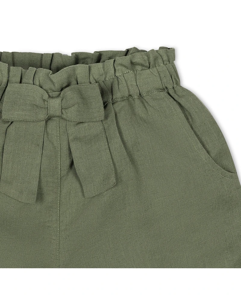 Hope & Henry Girls' Pull-On Cinched Waist Linen Short, Infant
