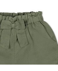 Hope & Henry Girls' Pull-On Cinched Waist Linen Short, Infant