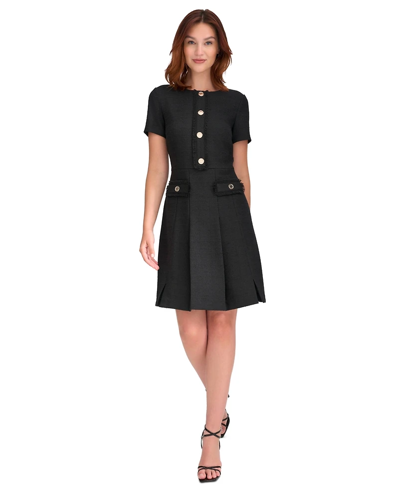 Tommy Hilfiger Women's Round-Neck Fringe-Trim Dress