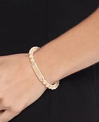 Tommy Hilfiger Beaded Stainless Steel Logo Stretch Bracelet