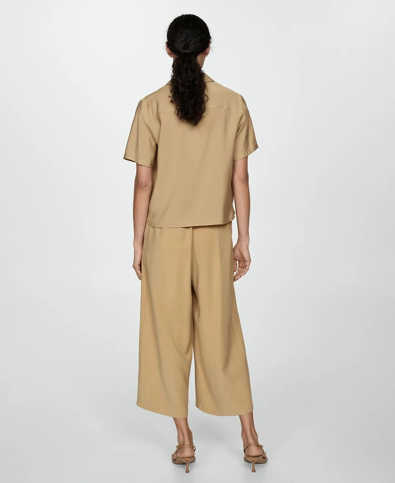 Mango Women's Short-Sleeved Satin Shirt