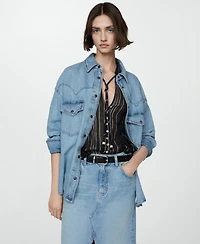 Mango Women's Striped Bow Blouse