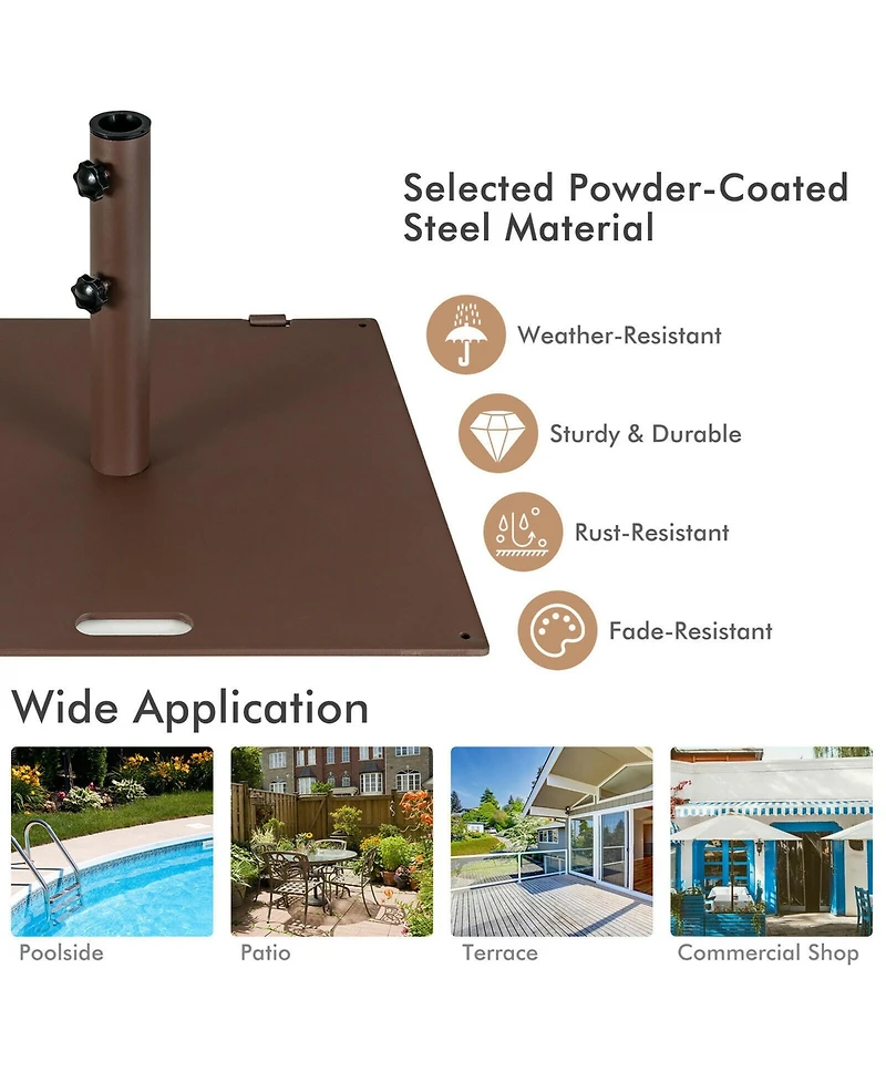 Gymax 50 Lbs Patio Umbrella Base Stand 24'' Outdoor Square Market Handle Wheel