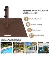 Gymax 50 Lbs Patio Umbrella Base Stand 24'' Outdoor Square Market Handle Wheel