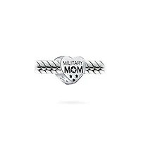 Bling Jewelry Heart Shape American Patriotic Usa Flag Words Military Mom Charm Bead Wife Sterling Silver Fits European Charm Bracelet