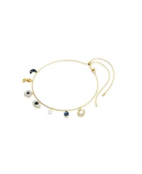 Swarovski Symbolica Choker, Moon, Infinity, Clover, Evil Eye and Horseshoe, Blue, Gold-Tone Plated Necklace