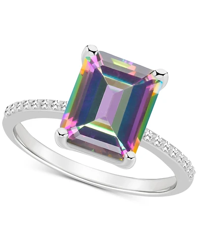 Mystic Topaz (4-1/4 ct. t.w.) & Diamond (1/10 Emerald-Cut Statement Ring Sterling Silver (Also Pink Topaz)