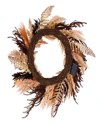 National Tree Company Orange & Black Pampas Wreath, 26 Inches