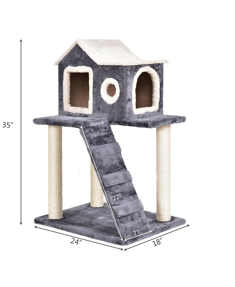 Sugift 36 Inch Tower Condo Scratching Posts Ladder Cat Tree