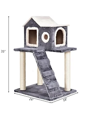 Sugift 36 Inch Tower Condo Scratching Posts Ladder Cat Tree
