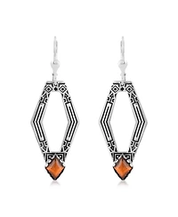 American West Jewelry Sterling Silver and Geometric Shape Tiger's Eye Gemstone Lever Back Earrings