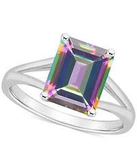 Mystic Topaz Split Shank Polished Statement Ring (4-1/4 ct. t.w.) Sterling Silver (Also Pink Topaz)