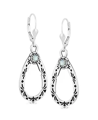 American West Jewelry Sterling Silver White Mother of Pearl Gemstone Pear Shaped Lever Back Earrings