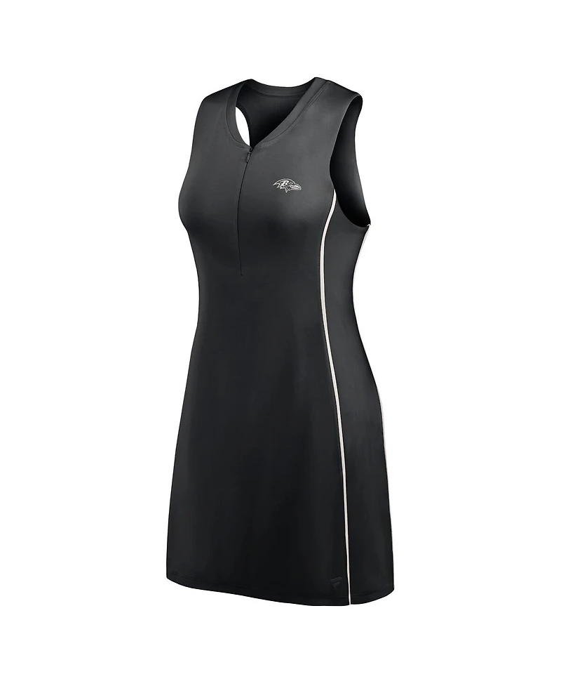 Fanatics Women's Black Baltimore Ravens Studio Boost Athletic Half-Zip Dress